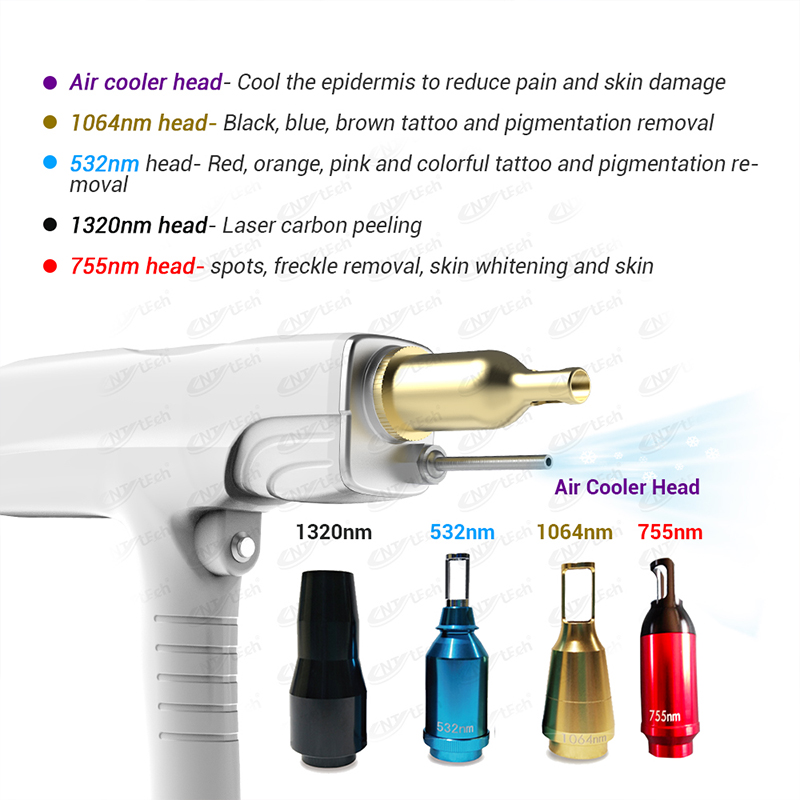 High quality Nd Yag Laser Tattoo Removal Machine with Air cooler head